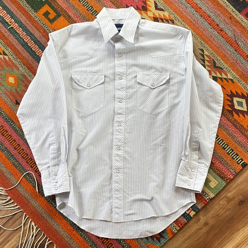 80s Wrangler White Striped Men's Shirt